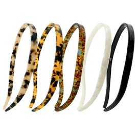 hurifeng 5pcs No Pressure Headbands for Glasses Wearers – U-Shaped Acetate Hair Bands, Non-Slip Thin Fashion Hair Accessories for Women with Curly, Thick or Short Hair, Sunglasses-Friendly Design