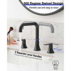 HOIGY 8 Inch Widespread Bathroom Faucet 3 Hole, Bronze Faucet for Bathroom Sink 360 Degree Swivel, 2 Handles Bathroom Faucets with Pop-Up Drain & Water Supply Hose for Modern, Classic, Lead-Free