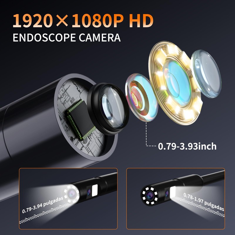 Dual-Lens Endoscope Camera with Light,Borescope Inspection Camera, 4.3" IPS Endoscope