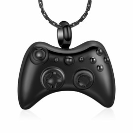 constantlife Cremation Jewelry for Ashes Stainless Steel Gamepad Urn Necklace Keepsake Game Controller Pendant Memorial Gift for Men Boy (Black)