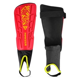 Vizari Malaga Soccer Shin Guard for Kids| Youth Soccer Shin Guard | Lightweight and Breathable Child Calf Protective Gear Soccer Equipment | Red | XX - Small