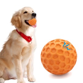 Easing Squeaky Ball for Dogs Interactive Dog chew toys Indestructible Durable Dog Balls for Aggressive Chewers for Relieve Anxiety Boredom Tough Puppy Teething Toys (Orange, Small)
