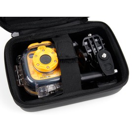 DURAGADGET Black Hard Shell EVA Box Case with Carabiner Clip & Twin Zips - Compatible with VTech Kidizoom Action Cam (80-170703) & Vtech Kidizoom Action Cam HD (80-520203)