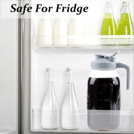 GMSWEET Cold Brew Coffee Maker 32 Oz Mason Jar Cold Brew Pitcher With Strainer 1 Quart Wide Mouth Glass Iced Coffee Maker With Spout Lids Glass Pitcher For Fridge, Sun Tea, Lemonade, Cold Brew