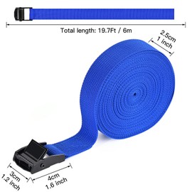 Kshineni Tie Down Straps 4Pcs Cam Buckle Strap 19.7' x 1" Adjustable Lashing Cinch Ratchet Tie-Down Straps for Cargo, Trucks, Luggage, Trailer, Motorcycle (Blue)