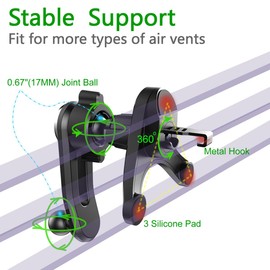 OCEANLOVE Universal Air Vent Clip Replacement for Car Phone Holder and 360°Swing Arm Extension Rod Accessories, with Diameter 0.67 in 17 mm Joint Ball for Most Car Phone Mount