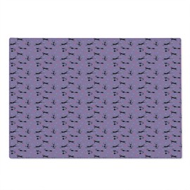 Ambesonne Purple Cutting Board, Unlucky Black Cat with Heart Filled Backdrop Valentines Day Animal Fun, Decorative Tempered Glass Cutting and Serving Board, Large Size, Lavender Pink Black