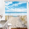 Riyidecor Beach Coastal Ocean Shower Curtain Seaside Seashore Scenery Landscape