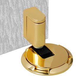 VACNEA Windproof Door Stopper, Mechanical Heavy Duty Adjustable Height Door Catch Holder, Keep Door Open, No Drilling or Screw Mounting with Adhesive Pads & Screws, 1Pack, Gold