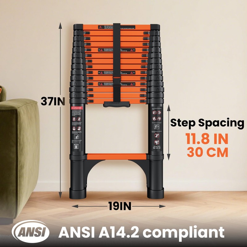 SINMEIRUN 14.5 FT Telescoping Ladder, ANSI Certified, Type I Heavy