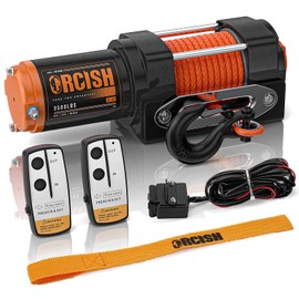 ORCISH Upgrade 3500 lb 12V DC Electric Winch, ATV/UTV Winch Kit for Towing, 1/4"×30' Synthetic Rope with Both Wireless Handheld Remote and Corded Control Recovery, Easy Assembly Winches