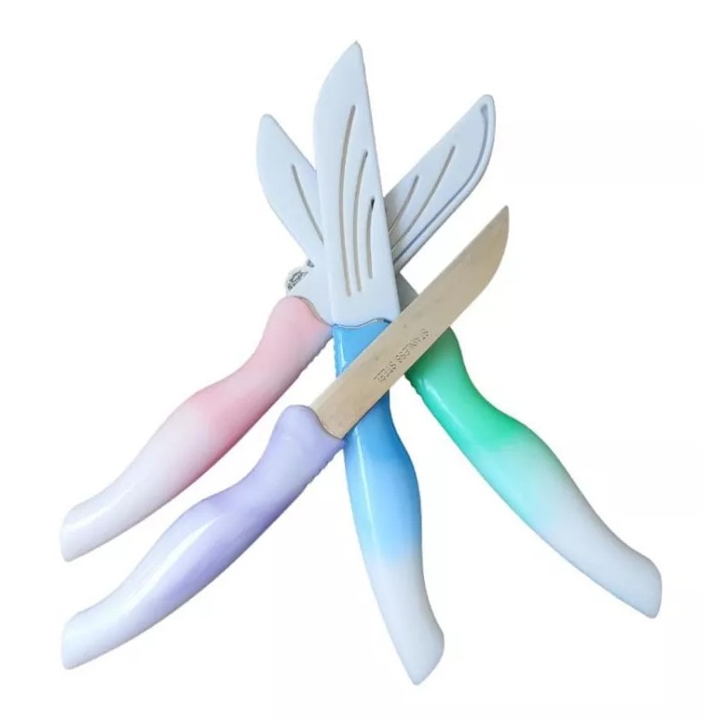 KH Set De 4 Cuchillos De Colores Con Protector Plástico