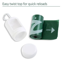 Yizepet Dog Poop Bag Holder with Dog Poop Bags, Leak Proof, Easy Twist Top for Refills,Unscented, 1 Dispenser and 15 Bags