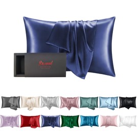 Pure Natural Mulberry Silk Pillow Cases with Zipper Made in USA, King Size Silk Pillowcase for Sleeping Women, Luxury 22 Momme Silk for Hair and Skin, Hypoallergenic (Navy Blue, King)