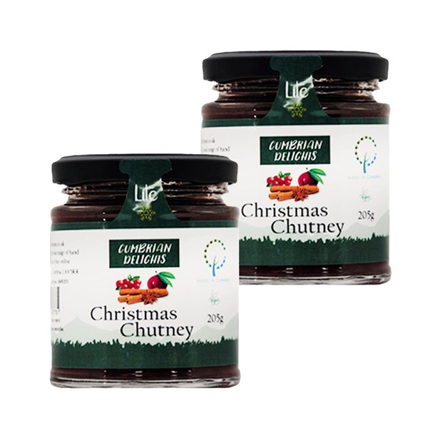 Cumbrian Delights Christmas Chutney Twin Pack, Includes Orange, Cinnamon & Nutmeg, Handcrafted in the Lake District, No Flavourings & Additives, Gluten Free, Vegan 2 x 195g