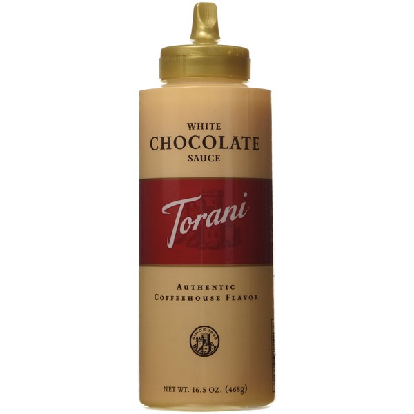 Torani White Chocolate Sauce,16.5 oz Squeeze Bottle (New Packaging)