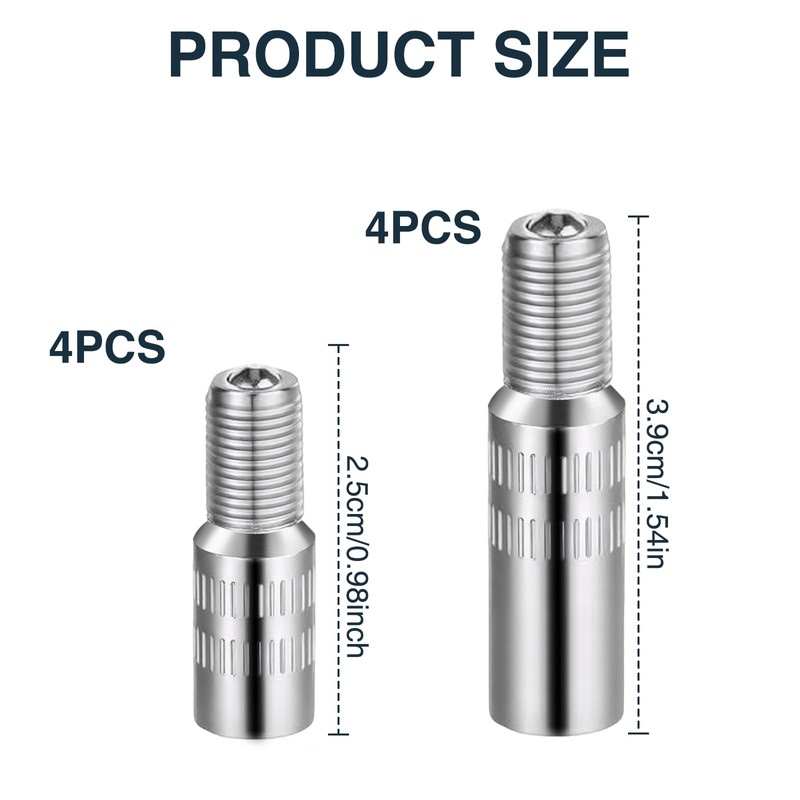 8PCS Tire Valve Stem Extension with Two Sizes: 39mm and