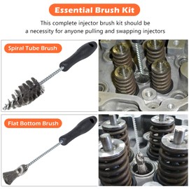 Injector Sleeve Cup/Seat/Bore Cleaning Brush Kit Replace AP0084 AP0085 3252 For 1994~2018 Ford Powerstroke 6.0L 6.4L 6.7L 7.3L / Caterpillar 3126 C7 C9 / Navistar / Maxxforce Stainless Steel (2 PCS)