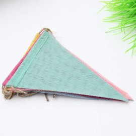 DERDOUT 1 Strip, Multicolor Outdoor Waterproof Triangle Flags Imitated Linen Burlap Bunting Supply for Wedding Birthday Party Home Festival Decoration