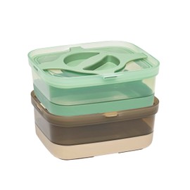 Prestoor Bento Lunch Box Pack of 2 Leakproof Salad and Meal Prep 3 Cups 25.5oz Container Twistlock Lid Reusable Portable, Microwave and Dishwasher Safe BPA-Free For Work