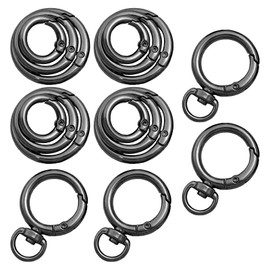 HOLAILs16Pcs Black Carabiner Keychain Clip Keyrings Premium Round Spring Snap Hook Buckle-Decorative Metal connectors for Bags,Crafts & DIY Accessories Durable Lightweight Fasteners(Black)