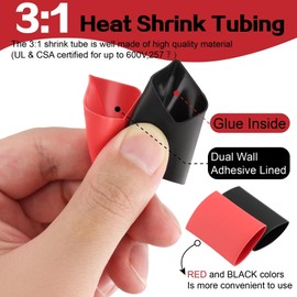 20 PCS AWG 6 Gauge 5/16 3/8 Copper Wire Lugs Battery Cable End Ring Terminal M8 M10 Heavy Duty Crimp Eyelets Connector with 20 PCS 3:1 Heat Shrink Tubing in Double-Opening Plastic Bottle