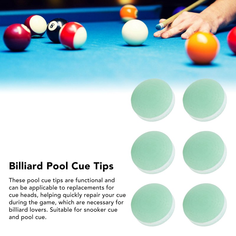 6pcs Billiard Pool Cue Tips 14mm Crystal Pool Cue Tips