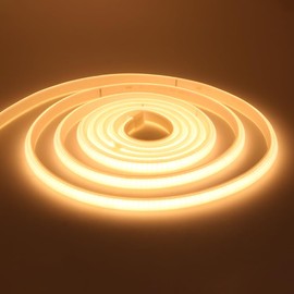 HEGEHE 220V COB Neon Light Strip with On/Off Switch, Cut to 50cm, 288LED/m Flexible and Waterproof Silica Gel Rope Light (2m, Warm White)