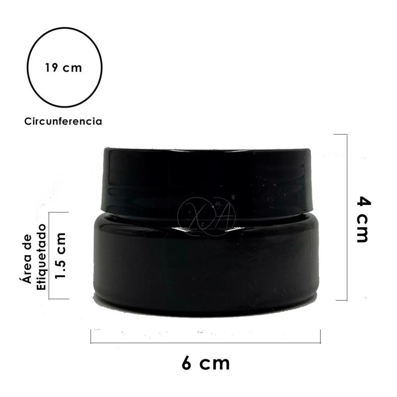 Xena Tarro Plastico Negro Cosmetico 50 Ml Pomadero Crema X