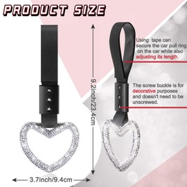 Fabbay Bling Car Accessories Bling Heart Handle Ring Car Accessory for Women Heart Hand Strap Drift Charm Rear Bumper Warning Ring Decor for auto Bus Interior Exterior Decoration (White,Heart Style)