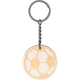 GRUSS & CO Football Keyring with Engraved Wooden Pendant, multicoloured, Motif "Ball"