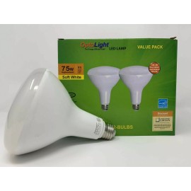 OptoLight 2 pack BR40 LED 11W 2700K Warm White Indoor/Outdoor Flood Light Bulbs 75 Watt