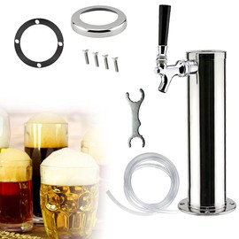 Single Tap Stainless Steel Beer Tower 3 inch Draft Beer Tap Tower with Single Beer Faucet for Home Brewing Party Bar