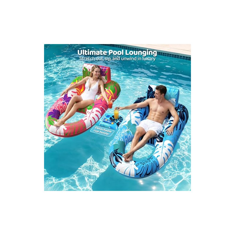 2 Pack Pool Floats Adult Heavy Duty, Inflatable Pool Lounger