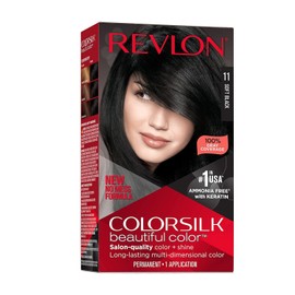 Revlon Colorsilk Beautiful Color Permanent Hair Color, Long-Lasting High-Definition Color, Shine & Silky Softness with 100% Gray Coverage, Ammonia Free, 011 Soft Black, 1 Pack