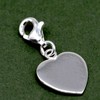 Kualitas Genuine 925 Sterling Silver Flat Heart Charm With Claw