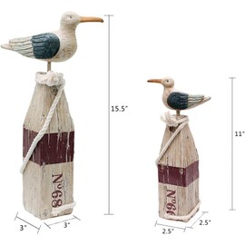 Linfevisi Seagull Decor Resin Sea Gulls Statue Outdoor Nautical Decor Seabirds Figurines Outdoor Bird Decor Seagull Figurine Birds Yard Decor Beach Decor Coastal Garden Decor Lawn Ornaments 2 Pack