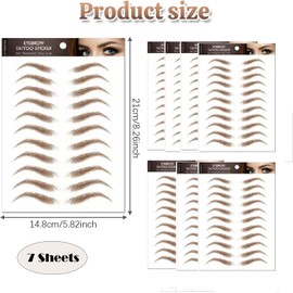 7 Sheets Eyebrow Tattoo,Eyebrow Tattoo Sticker Waterproof 4D Hair-Like Temporary Eyebrows,Nature False Eyebrows Peel Off Brows for Eyebrow Grooming Shaping (Brown)