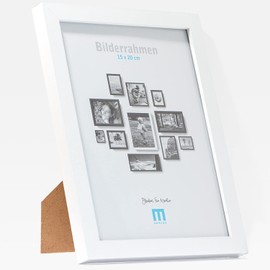 M MERCEO 15 x 20 cm (1 piece) in white, minimalist and modern picture frame for photos and pictures Includes: Acrylic glass protection Can be used as a table stand and for the wall, portrait or landscape