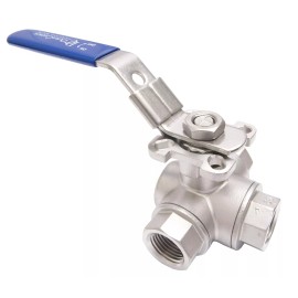 DuraChoice 1/2" Stainless Steel (316) 3-Way Ball Valve - T Port, With Mounting Pad 1,000PSI