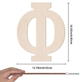 Large Wooden Greek Letters 17 Inch, Big Greek Wood Letters Φ Phi Cutouts Alphabet Paintable Wooden Letters for Wall Decor Painting Crafts Greek Theme Sorority Fraternity Party Decoration