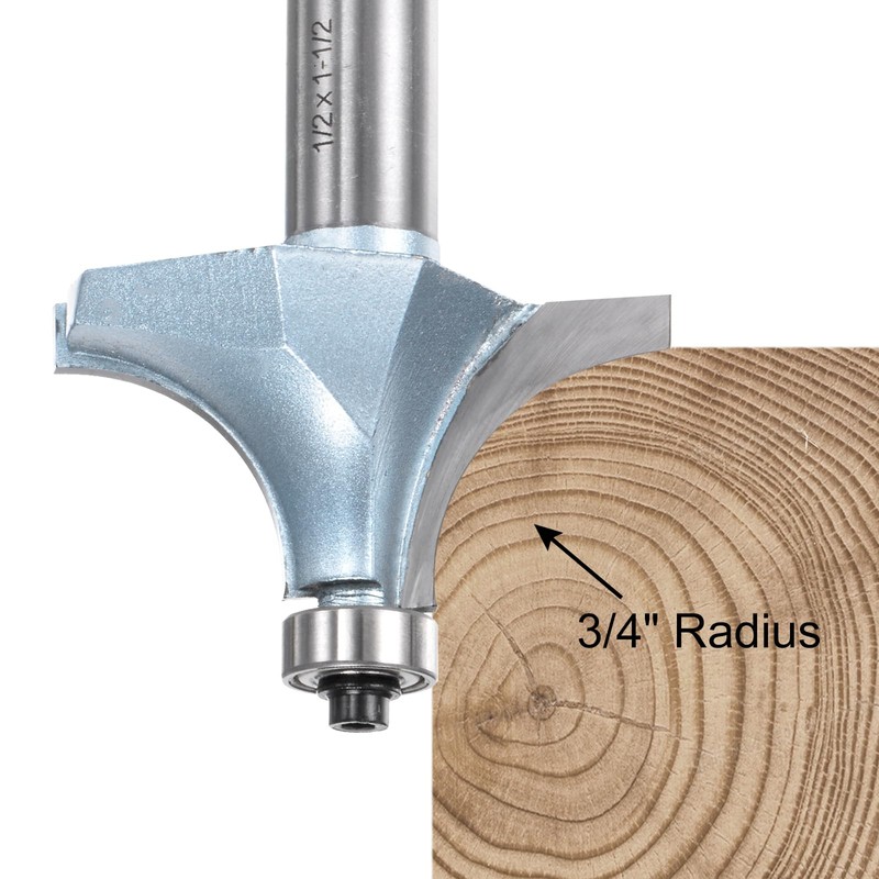 sourcing map 2pcs Roundover Router Bit 1/2 Shank 3/4" Radius