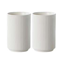 Sizikato 2pcs Vertical Stripes Porcelain Tumbler Cup,Tooth-Brushing Cup for Bathroom.