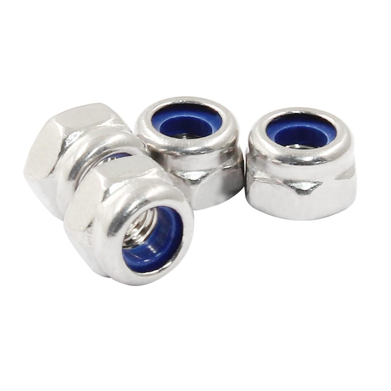 Hordion 100Pcs M4-0.7mm Nylon Lock Nut, 304 Stainless Steel Nylon