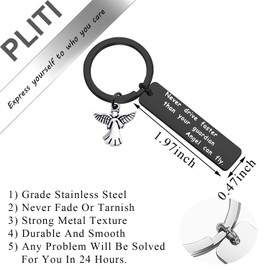 PLITI Never Drive Faster Than Your Guardian Angel Can Fly Keychain Guardian Angel New Driver Driving License Key Chain Father¡¯s Day Gift (Never drive faster blCA)