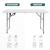 FDW 4 Foot Outdoor Dining Table, Foldable Portable Rectangular Plastic