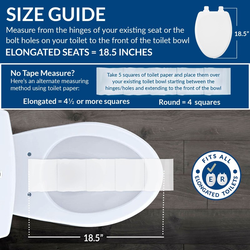 Mayfair Collins Slow Close Toilet Seat, Durable Plastic Seat with
