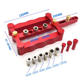 Drill Guide Jig Drilling Woodworking Drilling Drill Locator Guide Positioning Dowel Guide Set Adjustable, 0.2 inch (6/8/10 mm) Woodworking Tool (Blue)