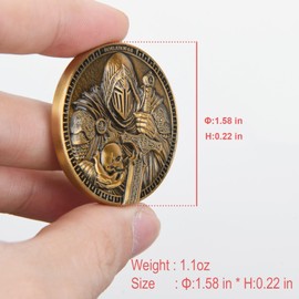Revelation 6:8 Challenge Coin - Exquisite Knight and Death Design,Symbolizing Faith and Courage, Ideal for Christian Gift (Single Coin)