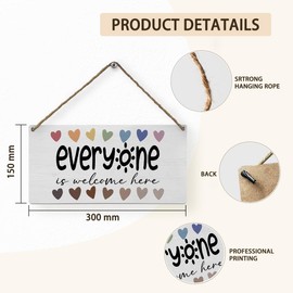 Mtrgdn Welcome Sign, Back To School Welcome Sign,Classroom Decor Wood Wall Hanging,School Counselor Wall Art Therapy Office Decor Boho Everyone is Welcome Here Wood Wall Decor,12x6 inch